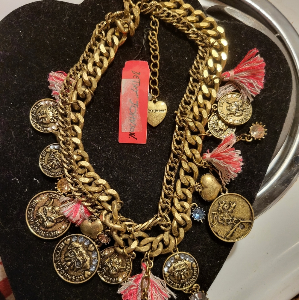 Betsey Johnson Cameo, Critter , Coin, Cat and Dog Necklace.This is a great neckl - Picture 4 of 4